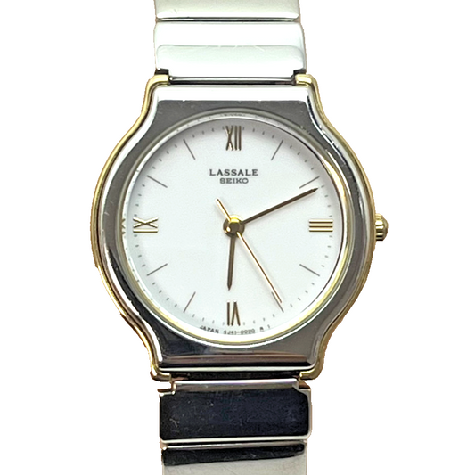 Seiko Lassale 4141-0020 Quartz Ladies Watch Gold/Silver Tone Japan Elegant #666B