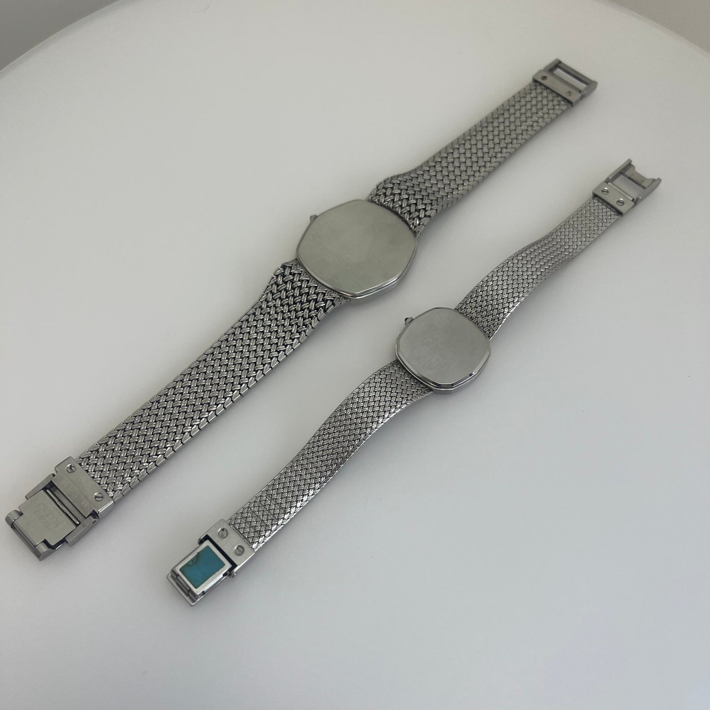 Seiko Credor Pair Watch Quartz Japan Silver Mesh Band w/Box Vintage #570B