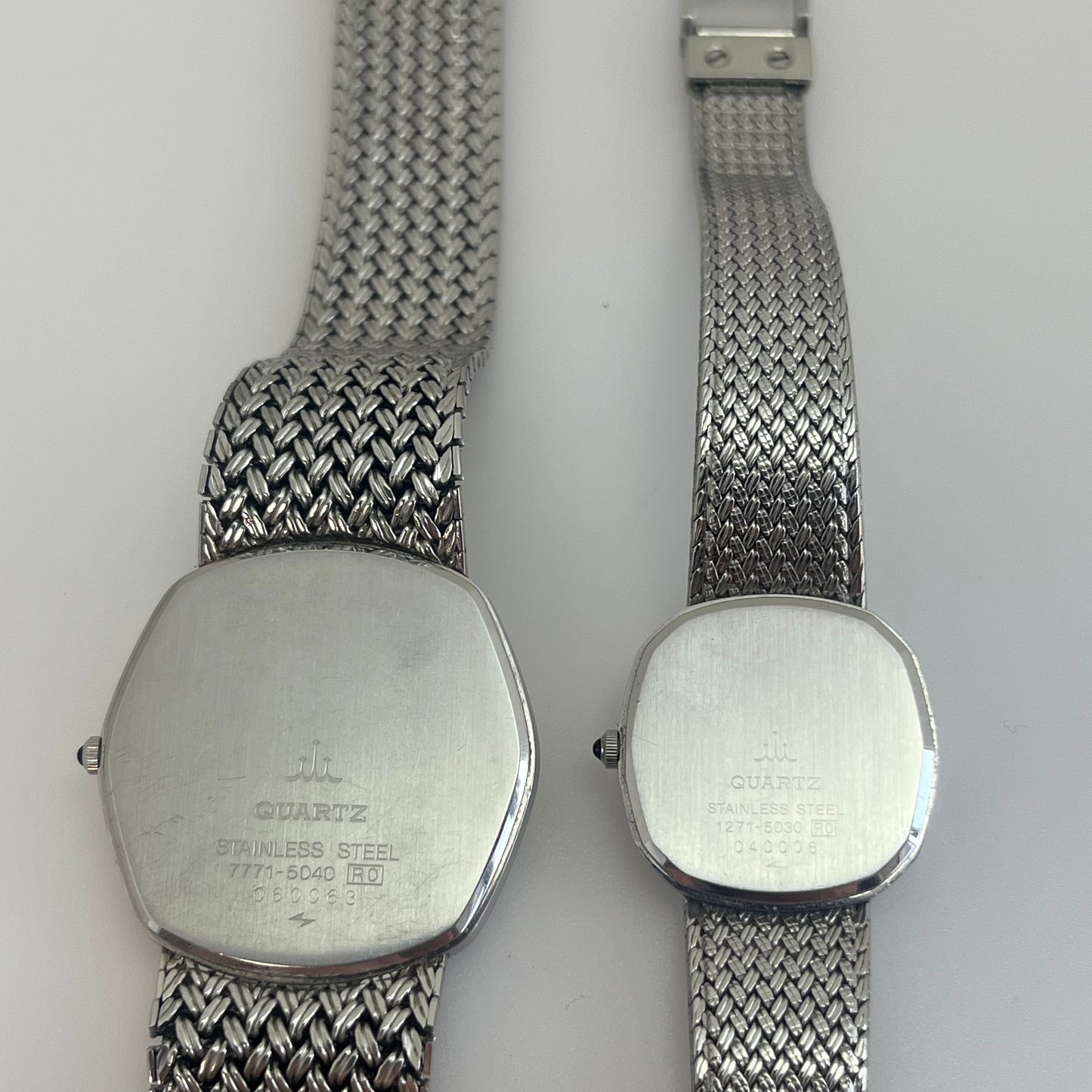 Seiko Credor Pair Watch Quartz Japan Silver Mesh Band w/Box Vintage #570B