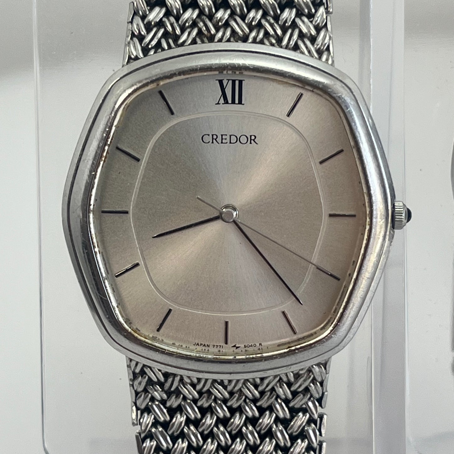 Seiko Credor Pair Watch Quartz Japan Silver Mesh Band w/Box Vintage #570B