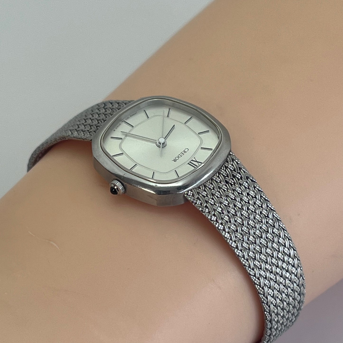 Seiko Credor Pair Watch Quartz Japan Silver Mesh Band w/Box Vintage #570B