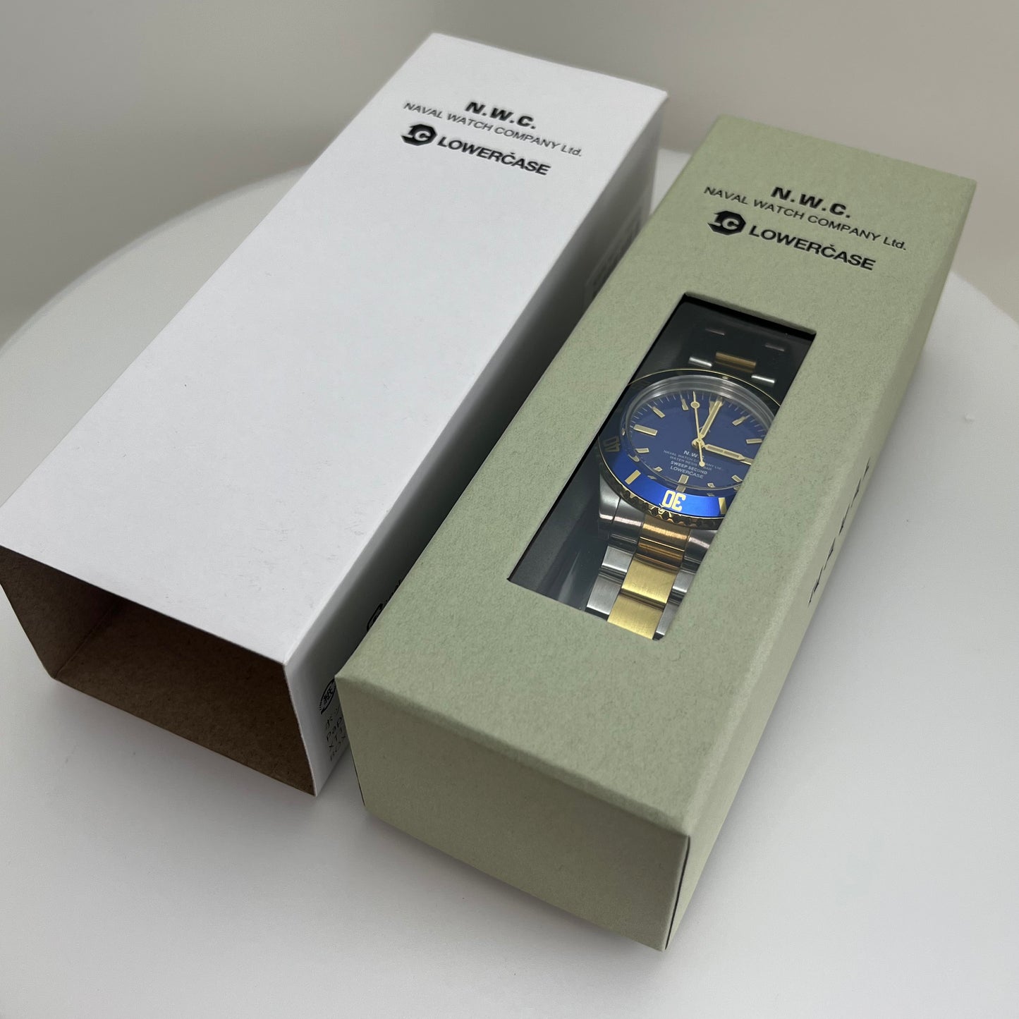 Naval Watch Co. FRXE010 Royal Blue Diver Qz Japan Two-Tone Bracelet w/ Box #619B