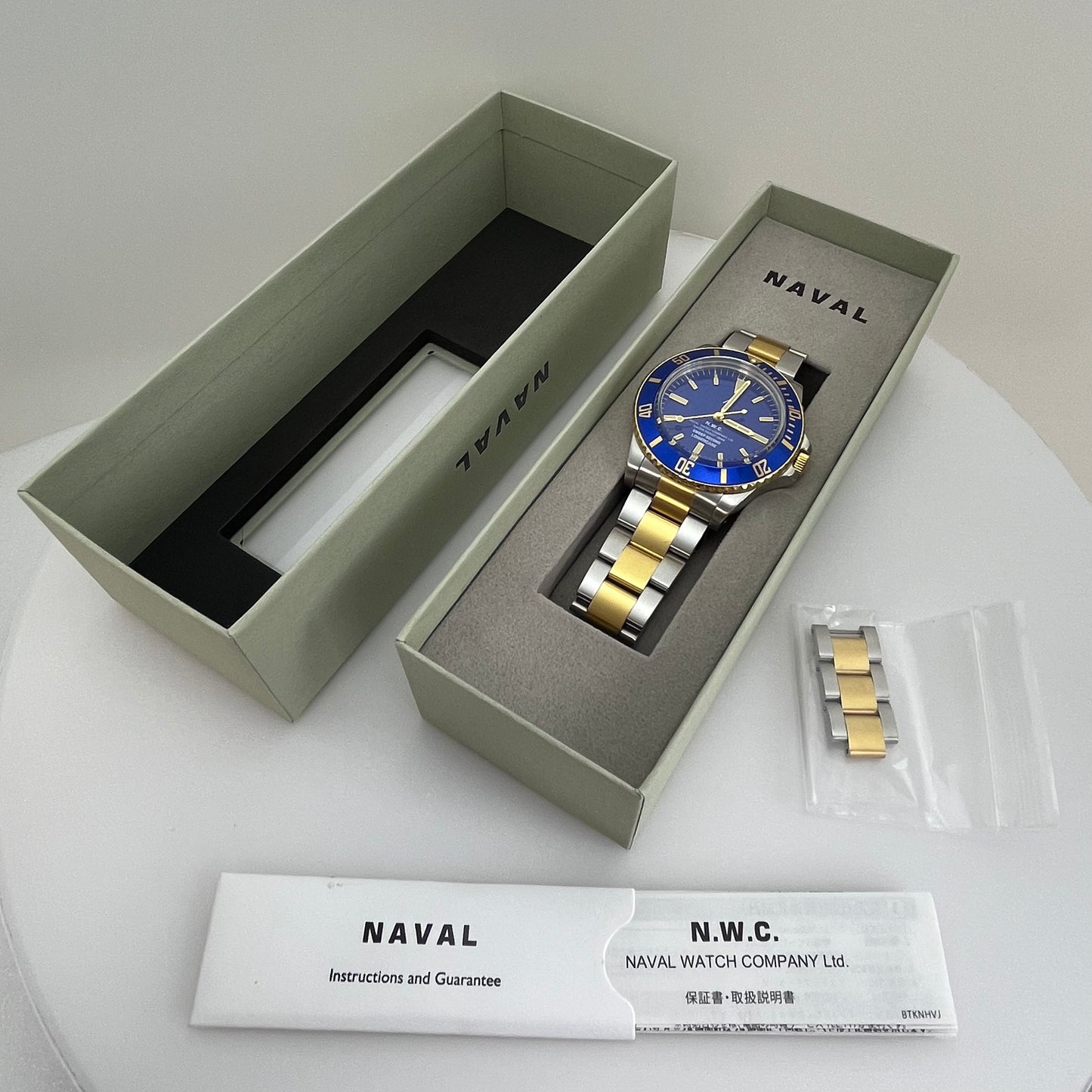 Naval Watch Co. FRXE010 Royal Blue Diver Qz Japan Two-Tone Bracelet w/ Box #619B