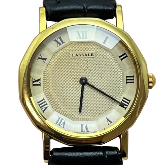 Lassale Seiko Gold Ladies Watch 5A50-011A Quartz Japan Roman Numeral Vintage #670B