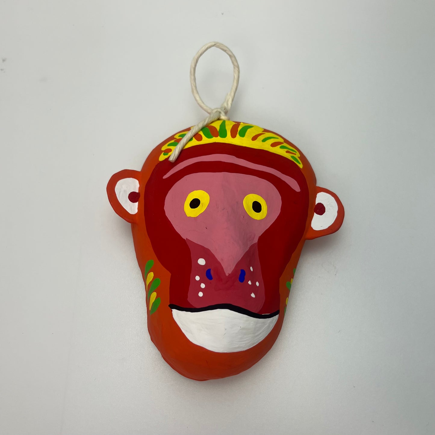 Miyajima Hariko Papier-Mache Monkey Mask Handmade Japan w/ Box & Paper#O026A