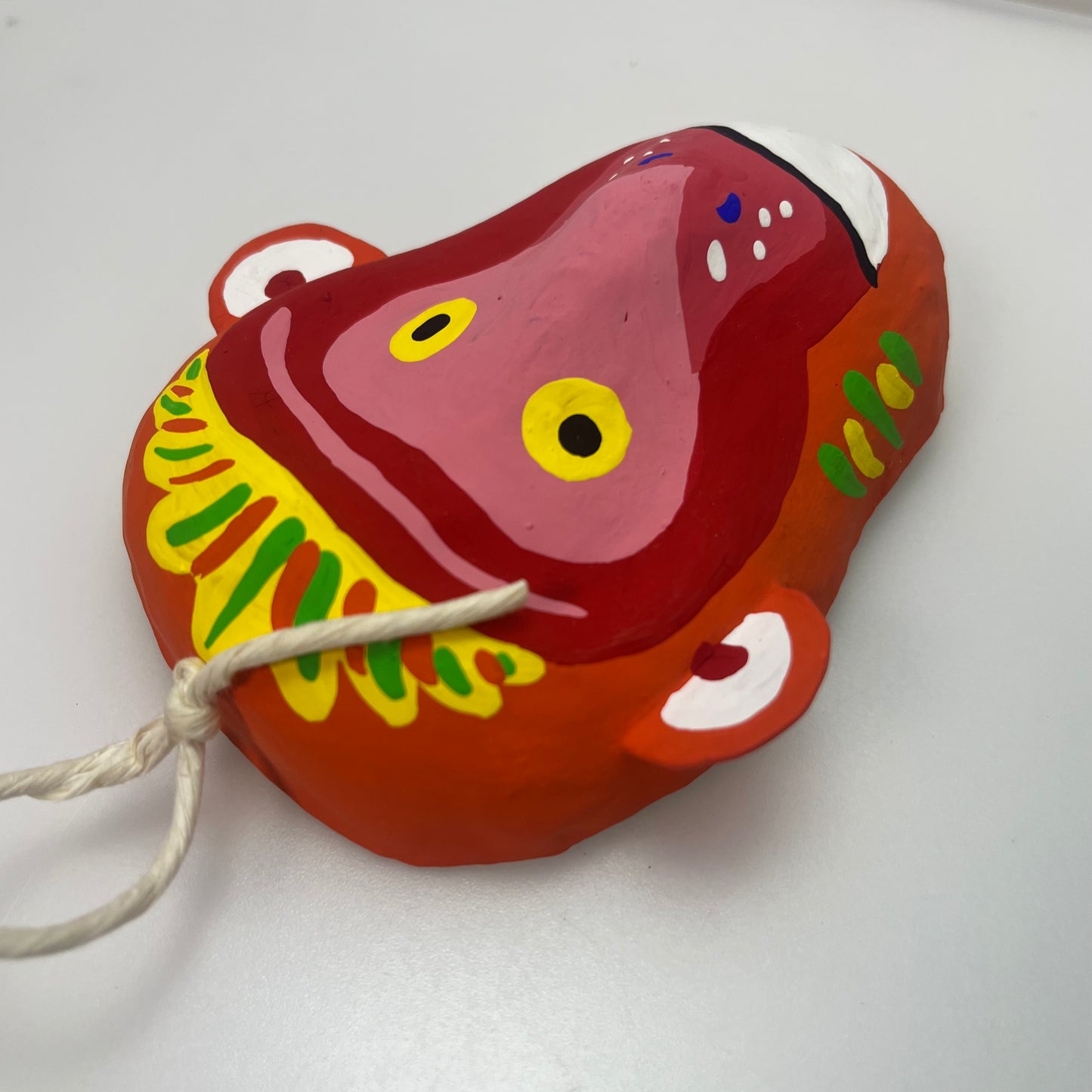 Miyajima Hariko Papier-Mache Monkey Mask Handmade Japan w/ Box & Paper#O026A