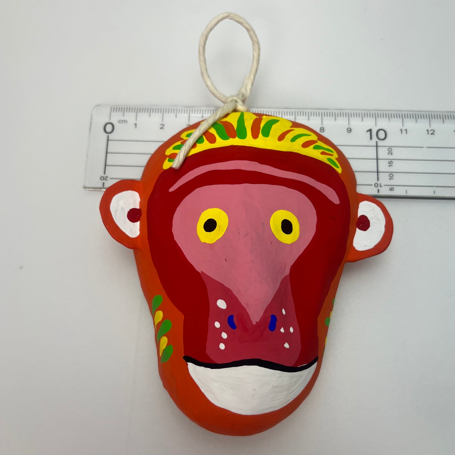 Miyajima Hariko Papier-Mache Monkey Mask Handmade Japan w/ Box & Paper#O026A