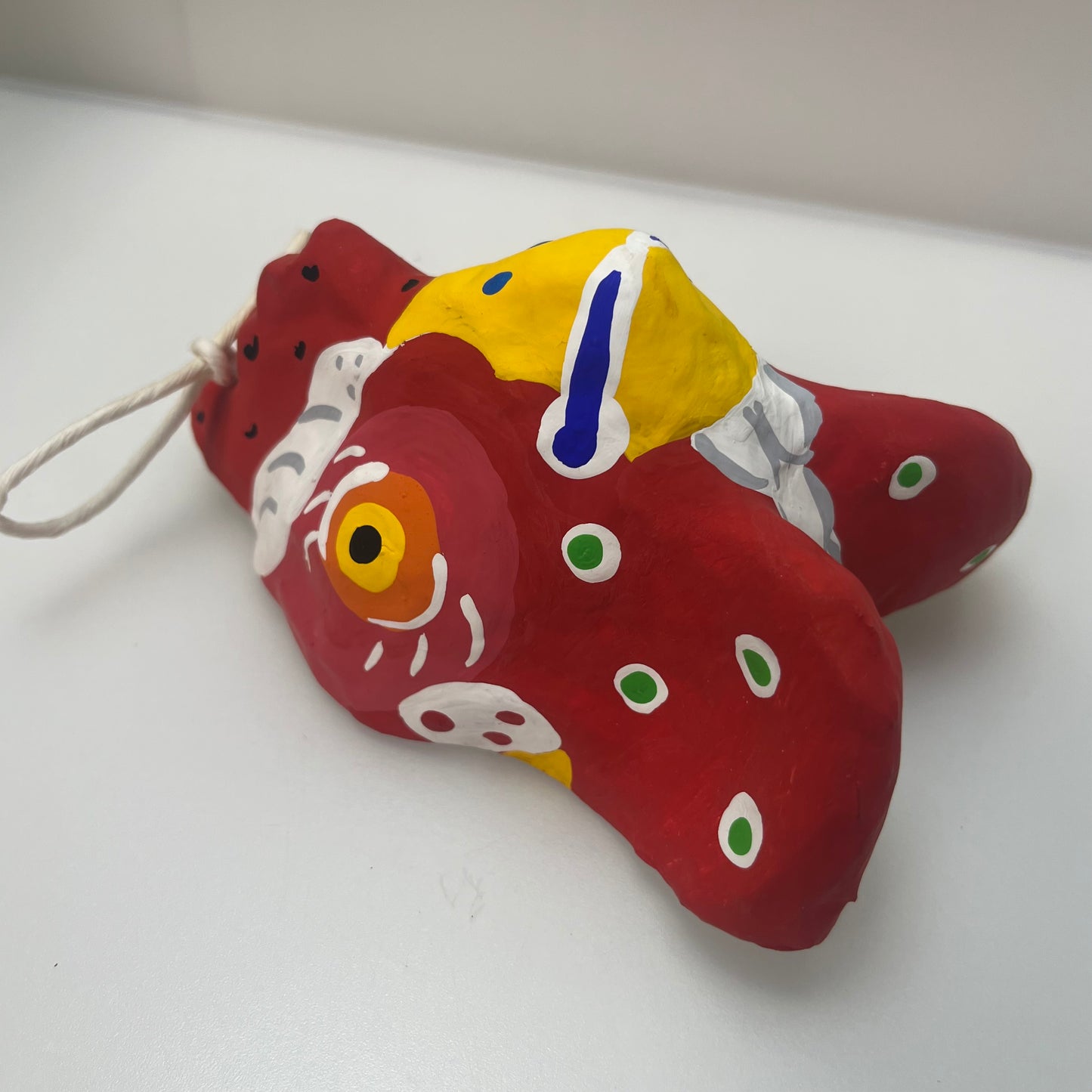 Miyajima Hariko Papier-Mache Chicken Mask Handmade Japan w/ Box & Paper #O033A