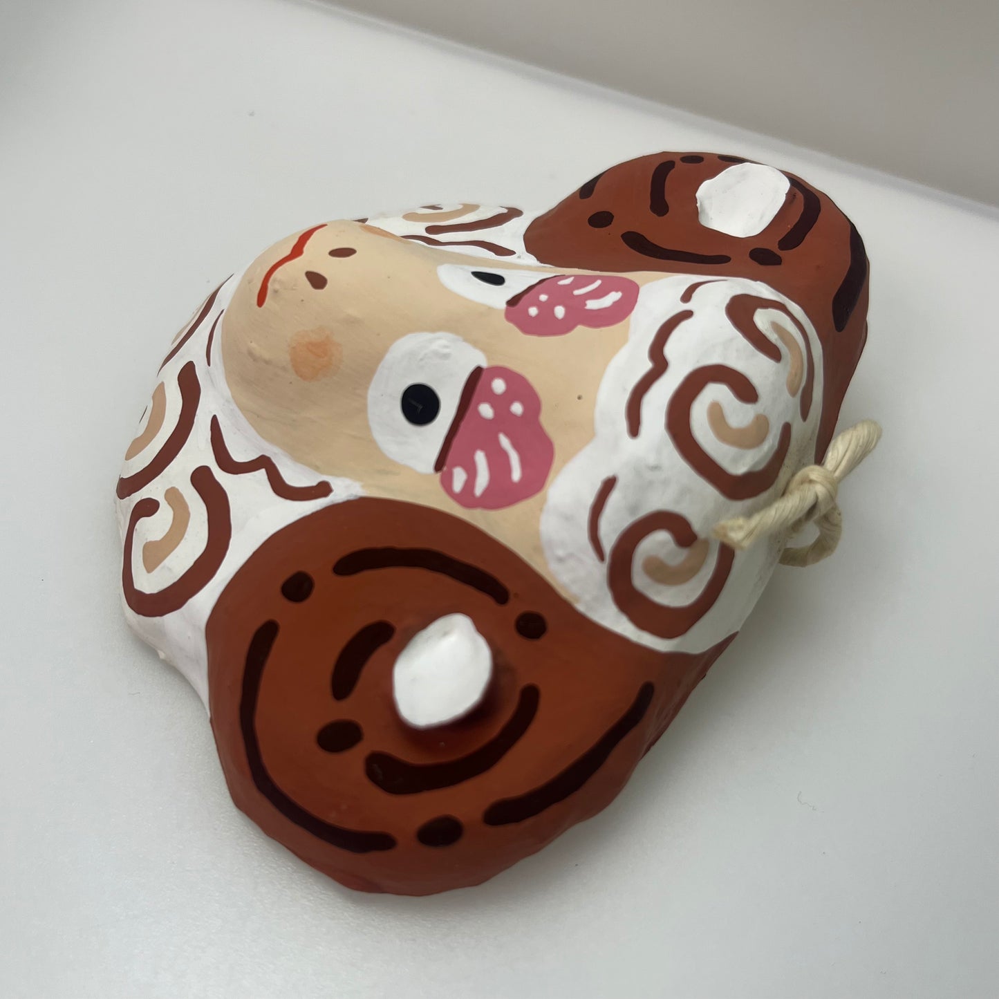 Miyajima Hariko Papier-Mache Sheep Mask Handmade Japan w/ Box & Paper #O034A
