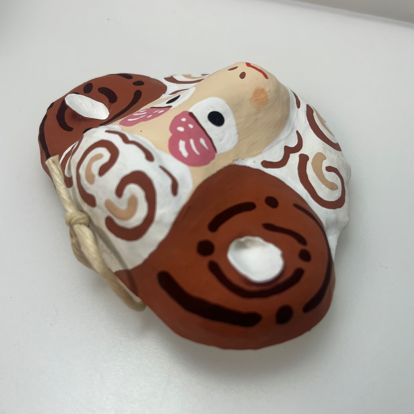 Miyajima Hariko Papier-Mache Sheep Mask Handmade Japan w/ Box & Paper #O034A